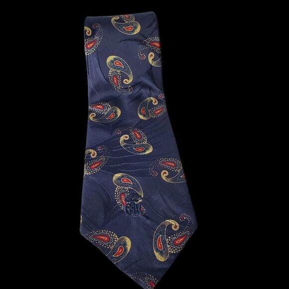 Countess Mara Navy Gold Paisley Silk Tie - Picture 2 of 5